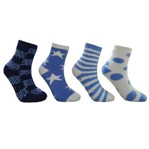 Fuzzy Socks 4 Pairs Blue White Warm Cozy Socks Amazon Essentials NEW